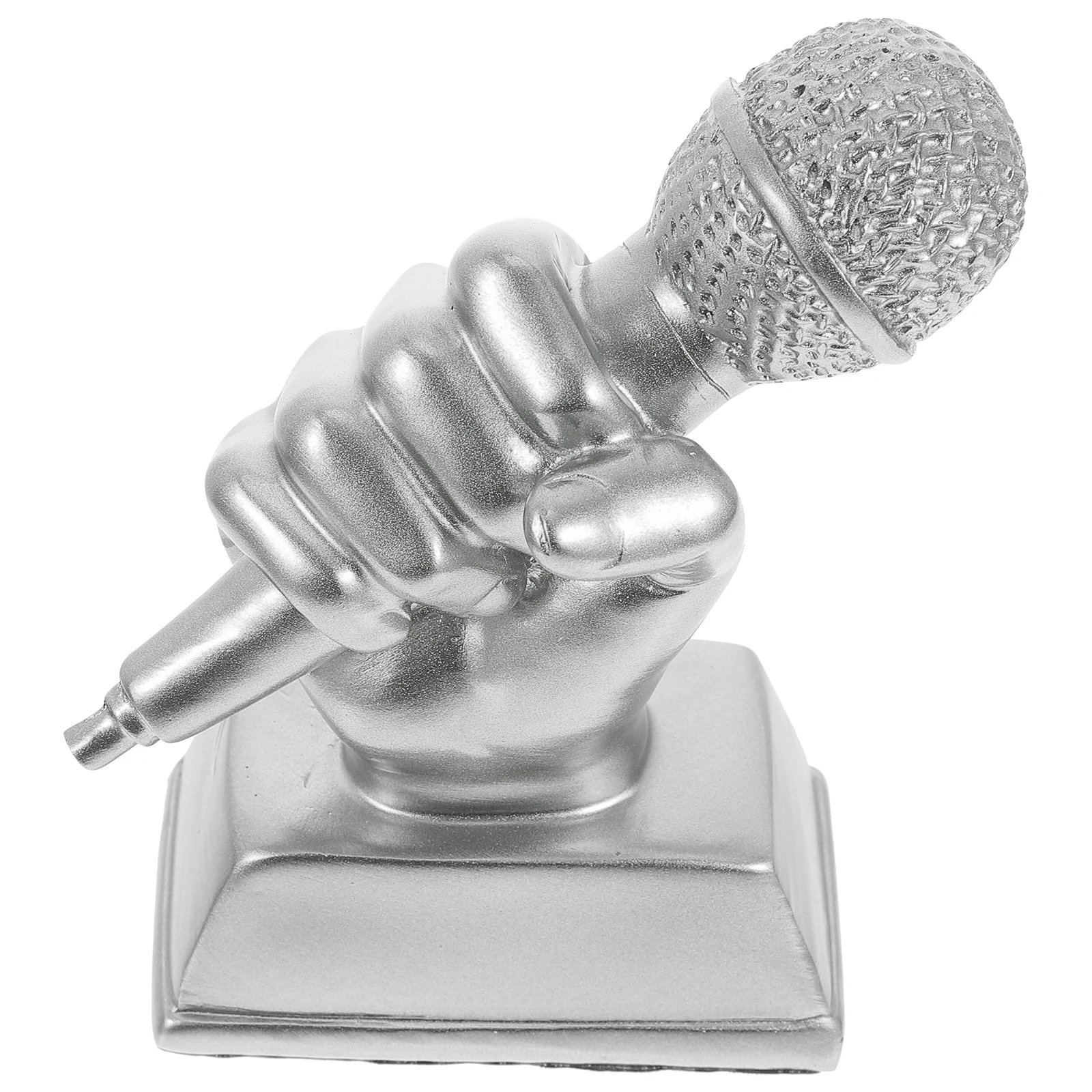 

Music Trophy Ornaments Children's Room Microphone Award Portable Silver Prop Resin Decor
