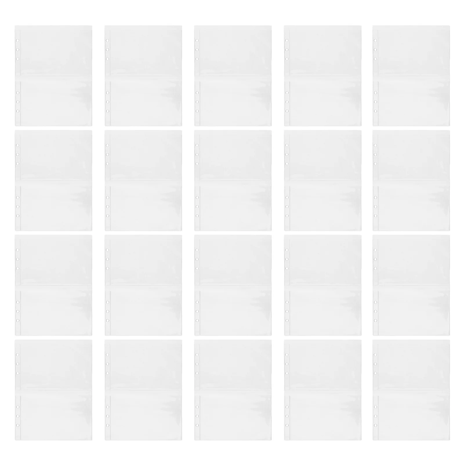 

20Pcs Transparent Binder Pockets 6-Hole PVC Document Storage Organizer for Notebook Binder School Office Use Clear Plastic