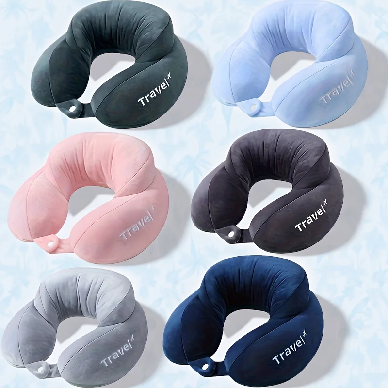Memory Foam U Shaped Neck Pillow Travel Neck Support Pillow for Car Airplane Train Commute Sleeping Cervical Neck Rest Pillow