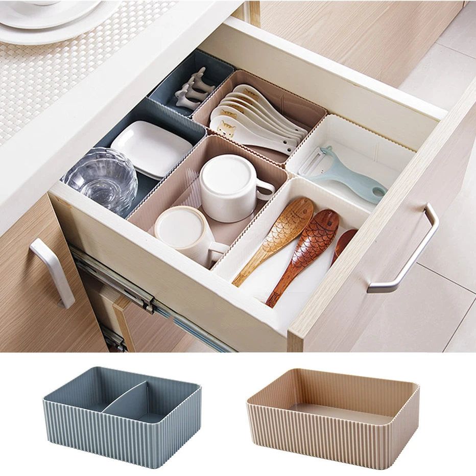 Plastic Home Office Bathroom Organizer Stackable Grid Desktop Clutter Organizer With Multi-Color Divider Stationery Container