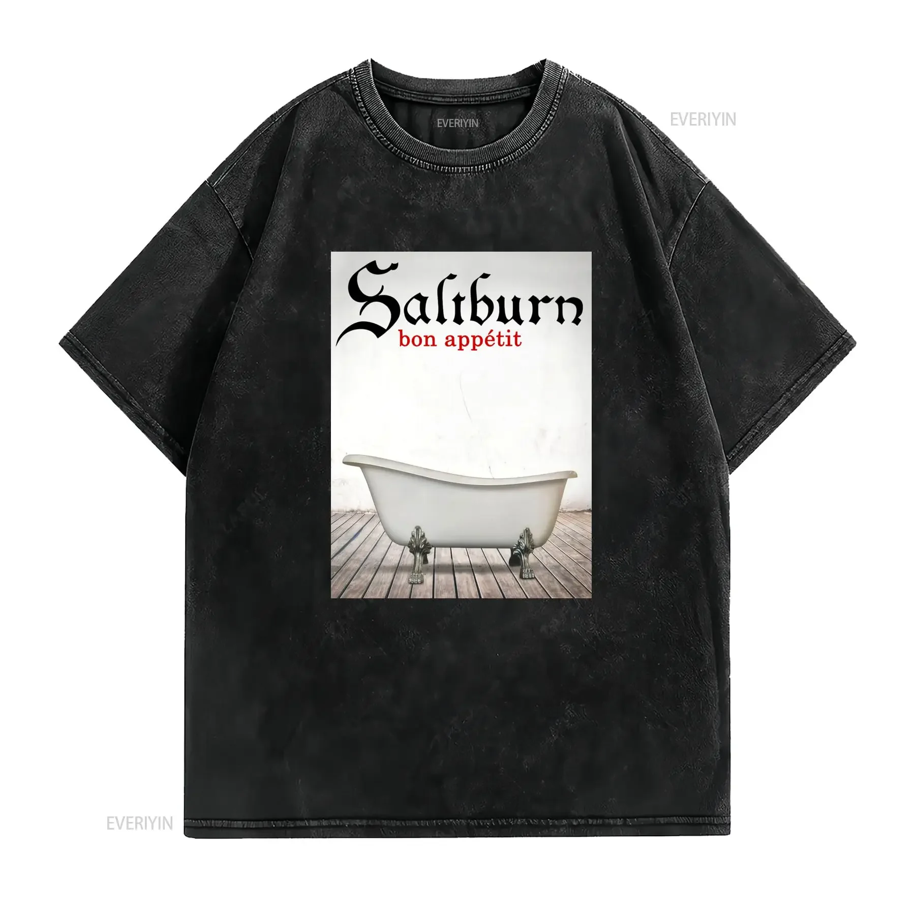 Gothic Saltburn Movie Bon Appétit Bathtub Funny Print Casual T Shirt vintage Washed graphic Breathable Stylish Slightly