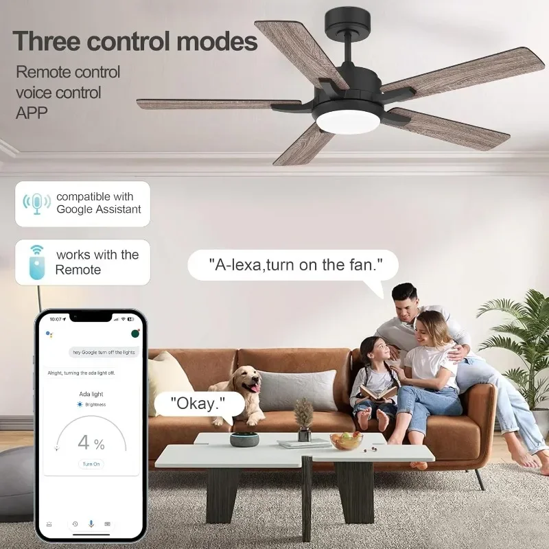 cumilo Smart Ceiling Fans with Lights Remote,Quiet DC Motor,Outdoor Indoor Modern Farmhouse Ceiling Fan,Dimmable,6-Speed