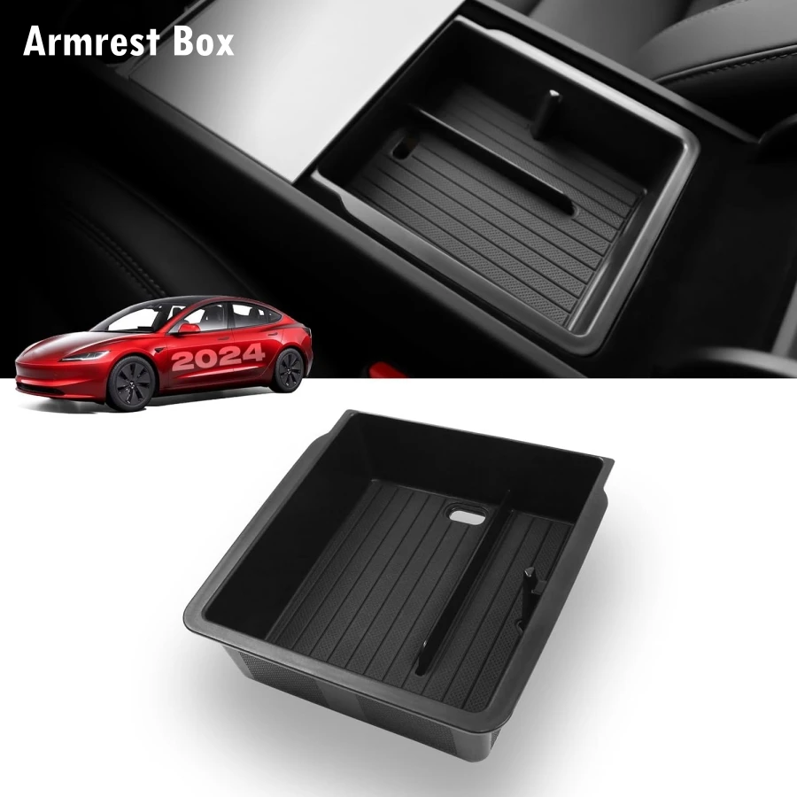 For Tesla Model 3 Highland 2024 ABS Center Console Organizer Tray Armrest Storage Box Interior Storage Accessories