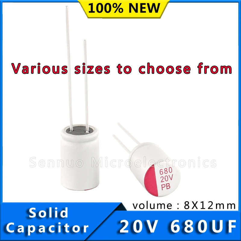 10pcs Capacitors 680 uf 20v Solid Electrolytic Capacitors 20v 680uf Solid State Capacitors 8x12 Aluminum Electrolytic Capacitors