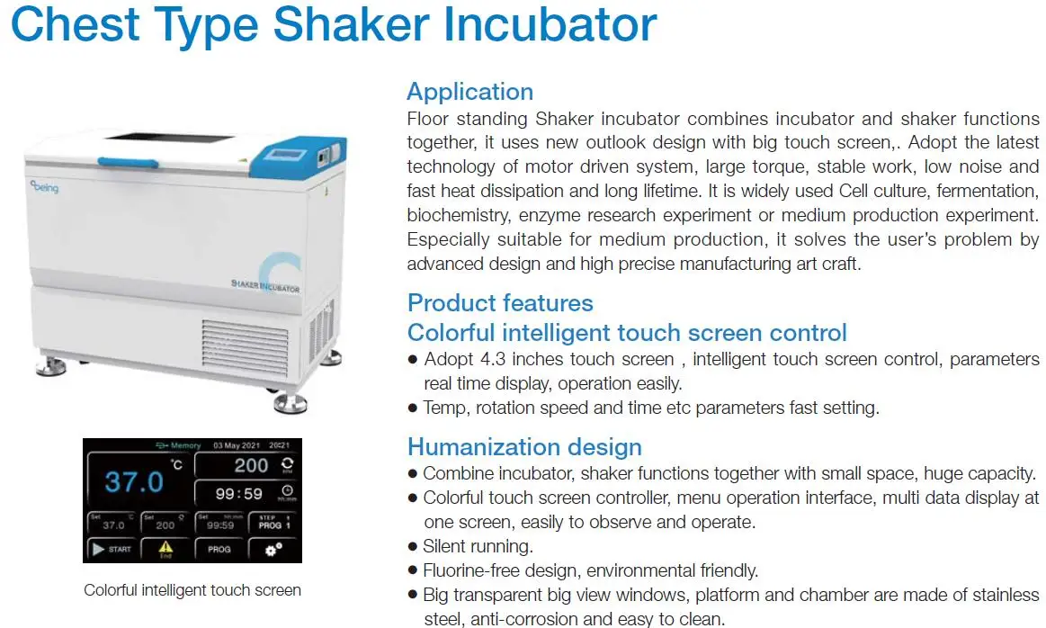 Incubatrice Shaker per incubatrice termoagitante da laboratorio con touch screen