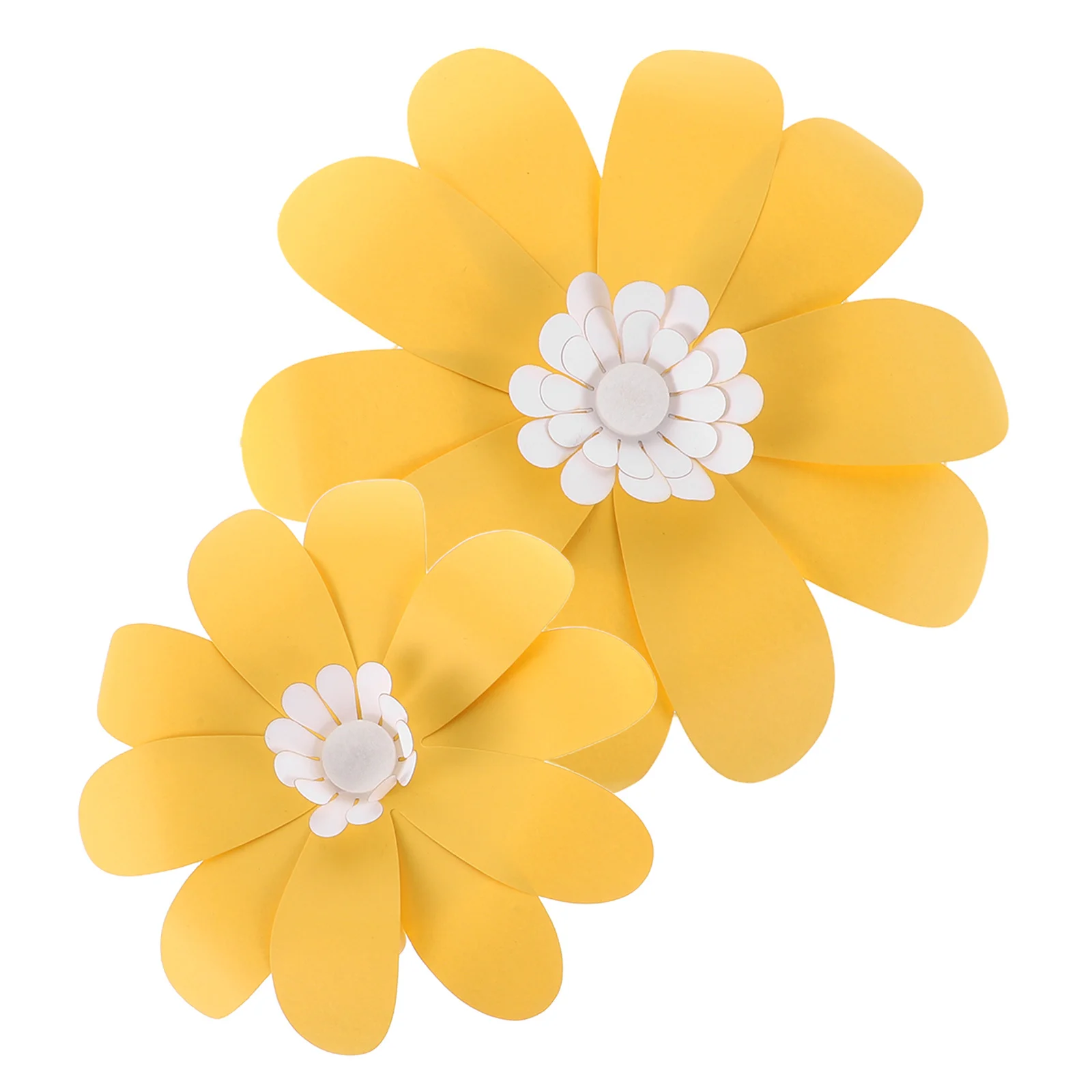 

2Pcs Floral Wall Decoration Yellow Daisy Paper Flowers for Living Room Bedroom Wedding DIY Crafts Party Backdrop Wall Decor