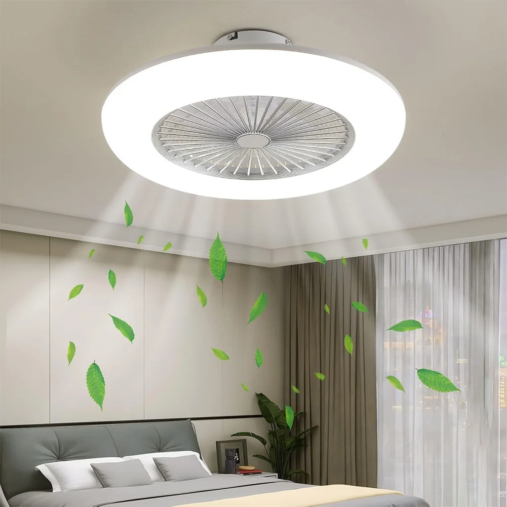 

Ceiling Fan with Light Dimmable LED Ceiling Lamp with Remote Control Flush Mount Ceiling Fan 3 Wind Speed for Home Office