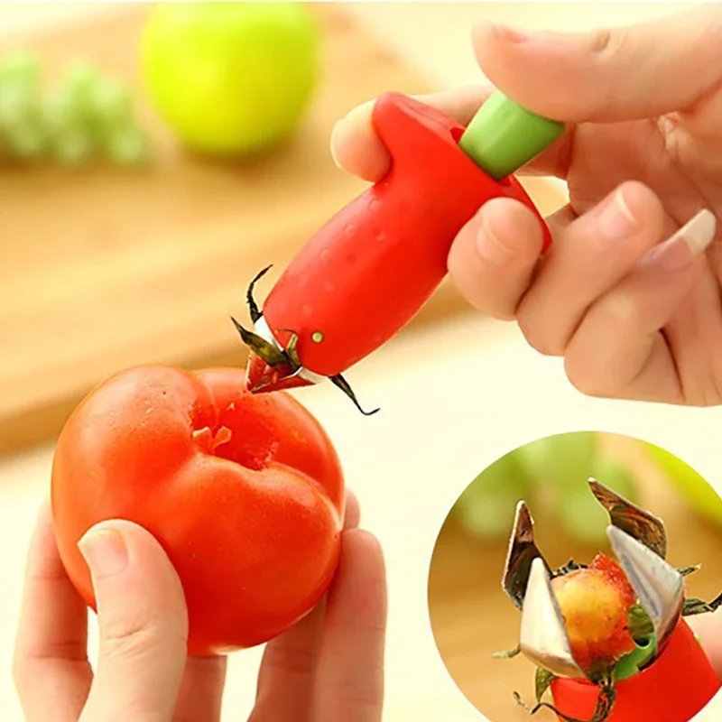 Metal Plastic Fruit Leaf Remover Tomato Stalks Strawberry Knife Stem Remover Gadget Kitchen Cooking Tool Hot