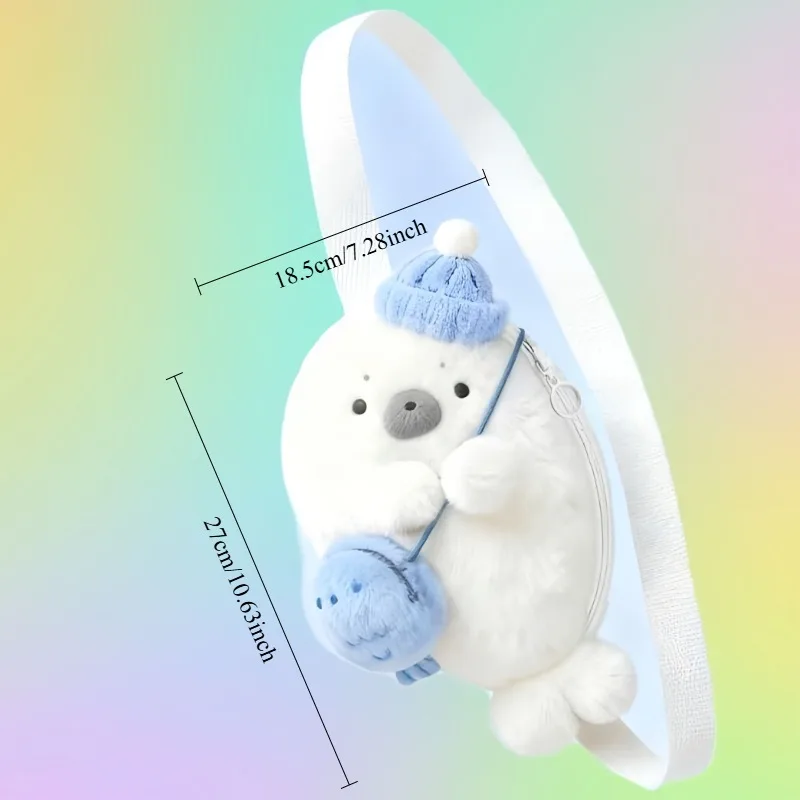 حقيبة ظهر من القطيفة الختم حقيبة سماعة رأس لطيفة كاواي موضة بلوشي حقيبة مدرسية للأطفال حقيبة كتف من الفرو حقائب ظهر نسائية هدية #4