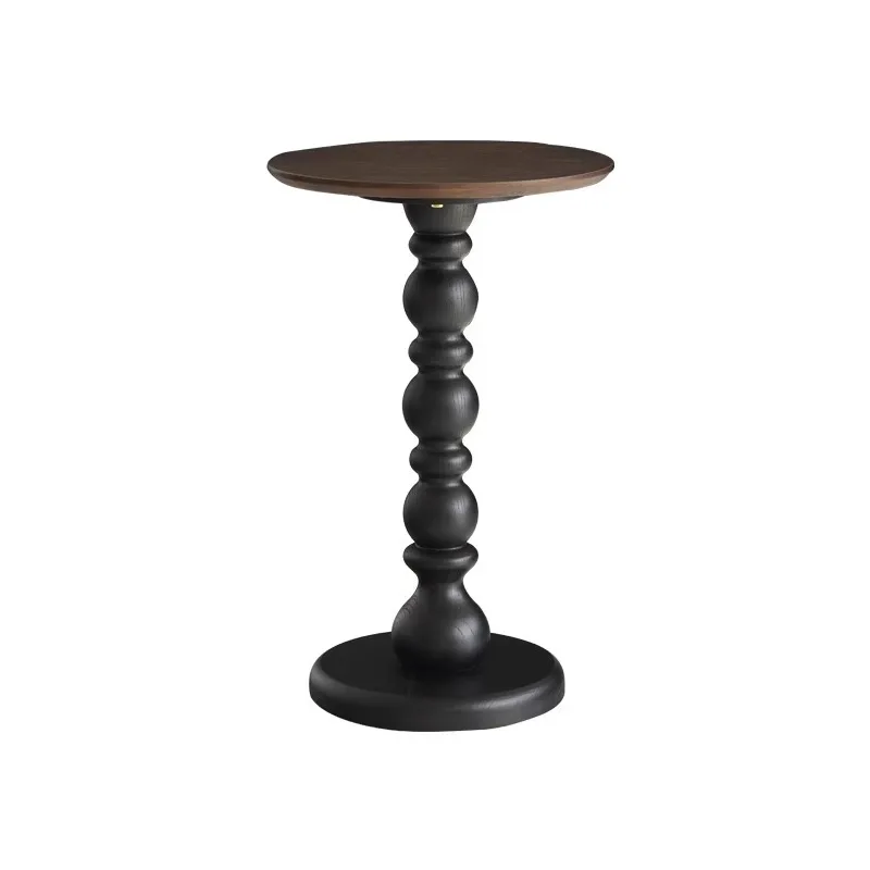 

French retro solid wood living room round edge table, sofa coffee table, mobile bedside table