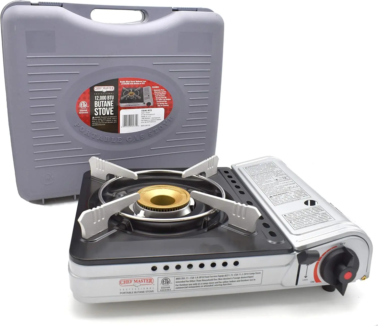 Estufa de butano portátil de 12.000 BTU, quemador de gas para acampar y cocinar al aire libre, mesa de cocina de encimera con estuche de transporte, Wi
