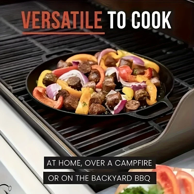 2026 New Cast Iron Frying Non-stick Pan Pizza Egg Pancake Pot Vegetable Steak Skillet Home Kitchen Flat Pan Outdoor Cookware