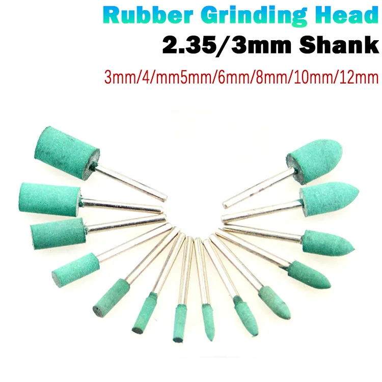 Weiyi 5pcs 2.35/3mm Shank Rubber Abrasive Grinding For Jadeite, Amber, And Jade Metal Polishing 3mm/4/mm5mm/6mm/8mm/10mm/12mm