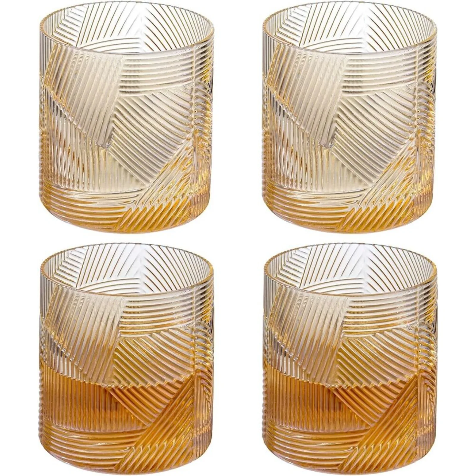 

Tabletop Amber Glass Stemless Wine or Whiskey Lowball Drinking Glasses, Set of 4 United States