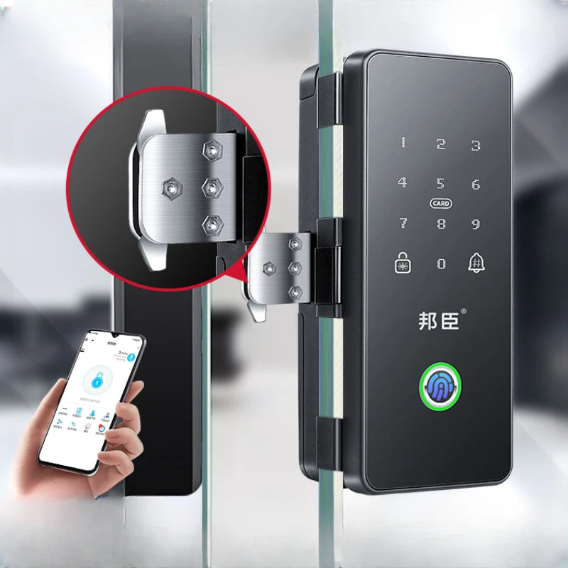 

Office glass door fingerprint lock without opening hole, password lock without installation, ground insertion, single and double