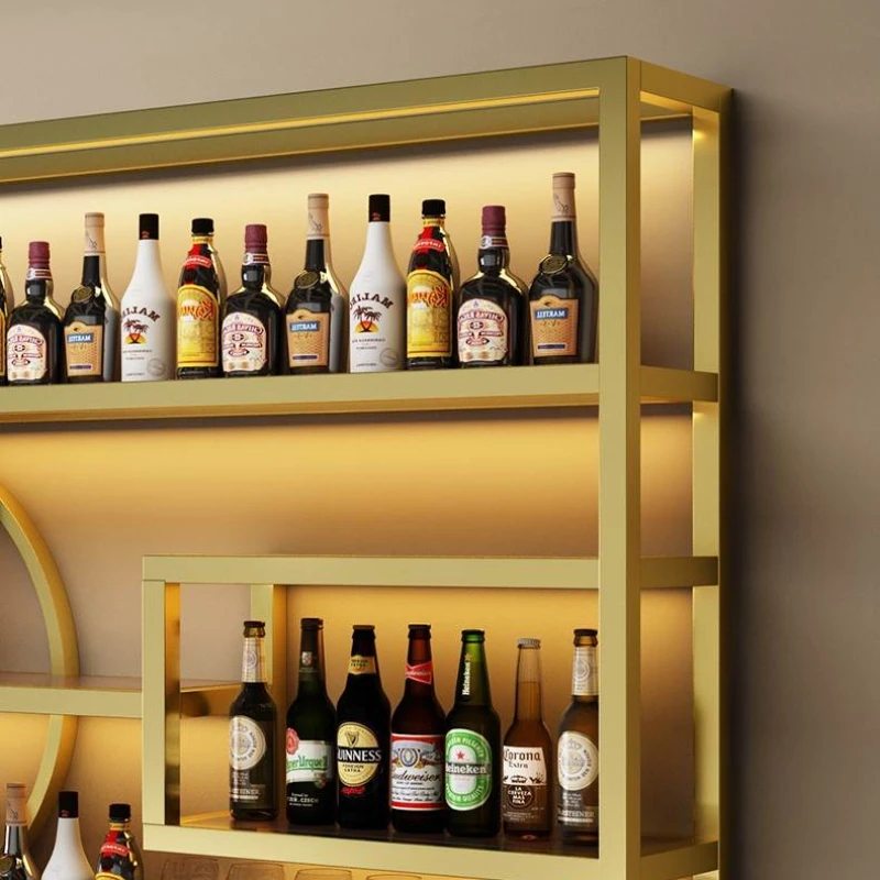 Armadietto da bar a parete Armadi aperti in ferro Mobili di fascia alta Portabottiglie per la casa moderna Display nordico Vetrina per whisky Frigorifero di lusso