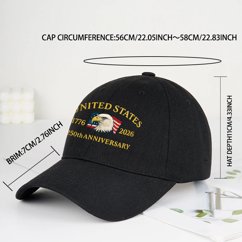 USA 250th Anniversary 1776-2026 White Eagle Print Baseball Cap – Unisex Adjustable Dad Cap, Patriotic-Themed Sun Hat