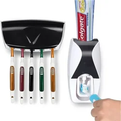 Automatic Toothpaste Dispenser | Wall Mount Dust-Proof Toothbrush Holder Set | Bathroom Accessories Squeezer Organizer