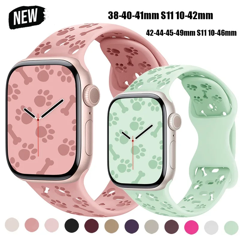 Neues Hundepfoten-Silikonarmband für Apple Watch Band Ultra3 49 mm 46 45 44 41 mm 40 38 mm Armband für Iwatch Serie 11 10 9 8 7 6 5 SE