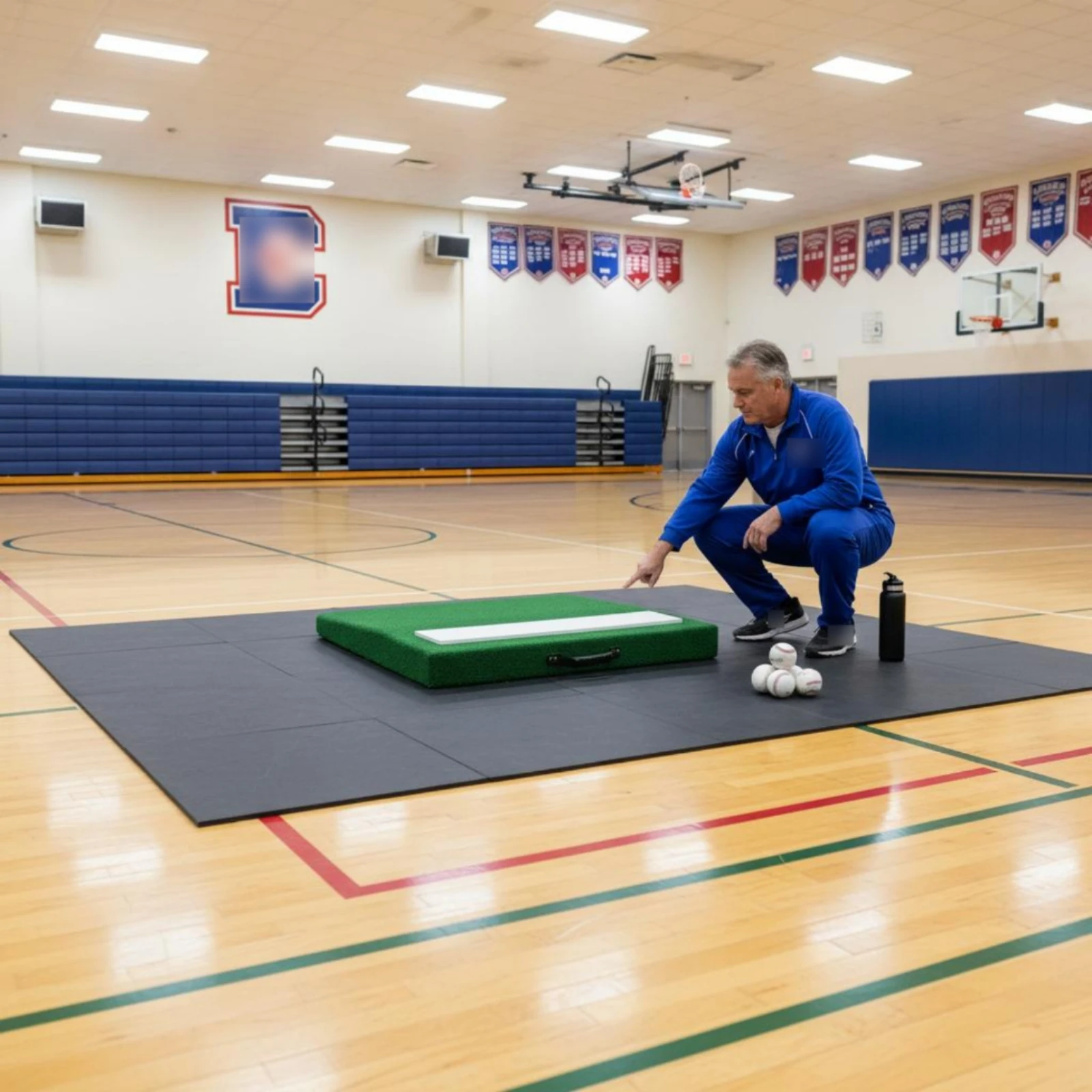 Portable Mound Training Aid Handle Pitching Mound Mat Portable Pitching Mat Sloped Design Sports Training Long-Lasting