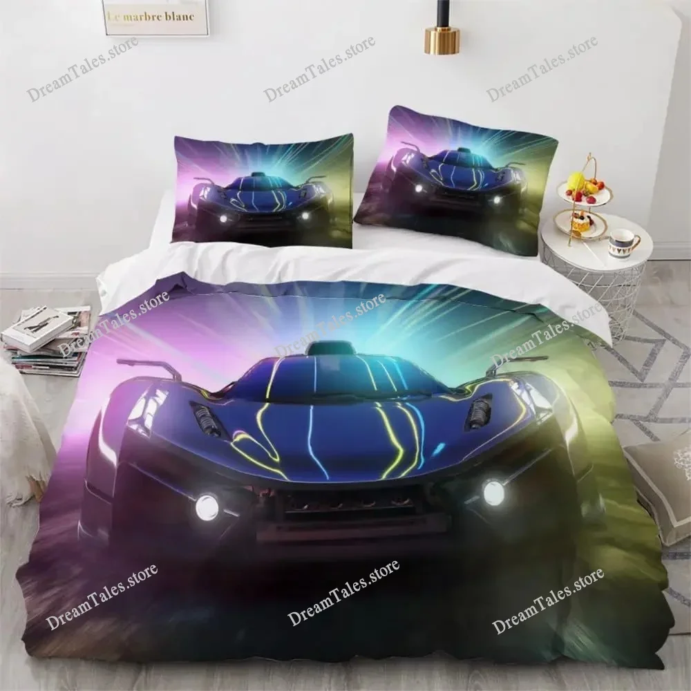 Sports Car Duvet Cover Set 3D Printed Cool Speed Racing Car Automobile Style Teen Boys Bedding Set Queen Polyester Quilt Cover36