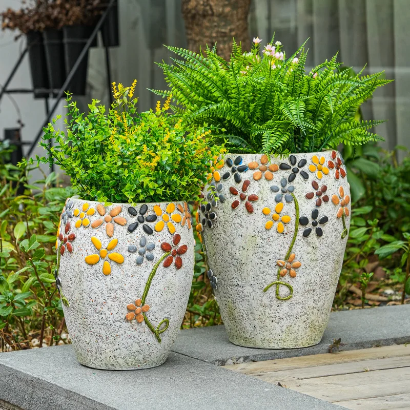 

Chinese-style large stone flower pot creative courtyard decoration ornament outdoor villa garden yard balcony terrace