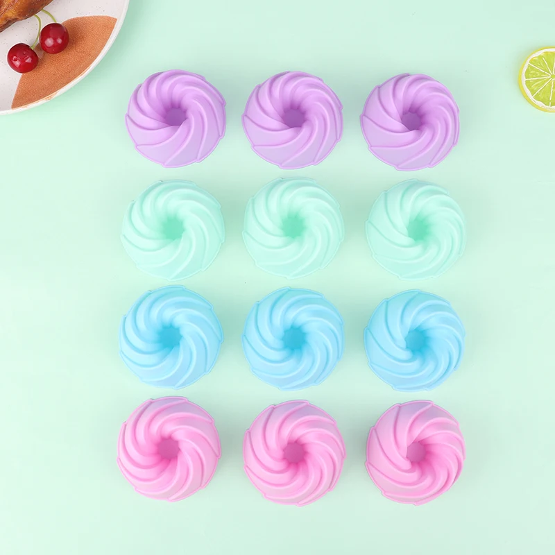 6Pcs Swirl Shape Silicone Cupcake Liners Baking Cups Non-Stick Reusable DIY Cake Pudding Muffin Liners Pastry Baking Mold