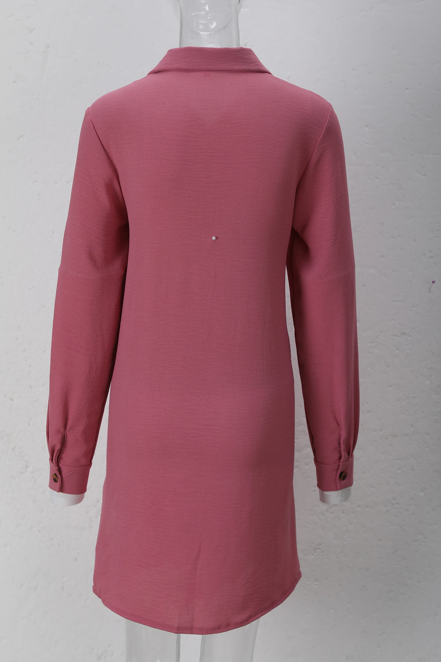 Frühling Sommer Damen Hemdkleid mit Umlegekragen, Locker Geschnittenes Übergroßes Midi-Kleid mit Knopfleiste und Seitentaschen, Lässiges Strandkleid – Detail 40