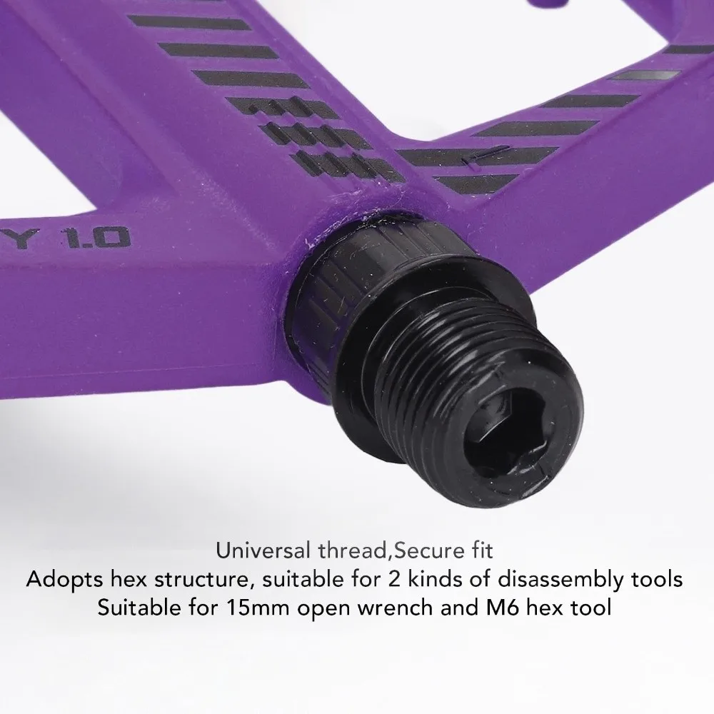 

1 Pair Nylon Fiber Cycle Pedal Boron Steel Axel Anti Slip Cycle Flat Platform Lightweight Widen Bike Foot Pedal