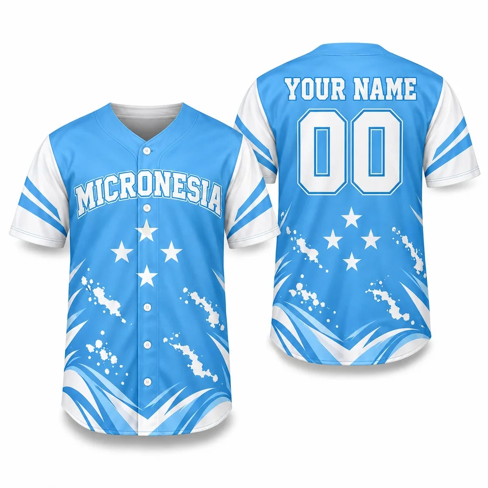 Federated States of Micronesia Jerseys Shirt Four Star Baseball Jersey Printed Name Number Island Heritage Unisex Shirts