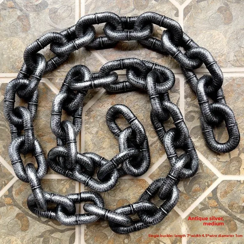 중간 크기 플라스틱 체인, 할로윈 유령의 집 바 장면 소품, 사실적인 철제 체인, 영화 공연 소품 장식