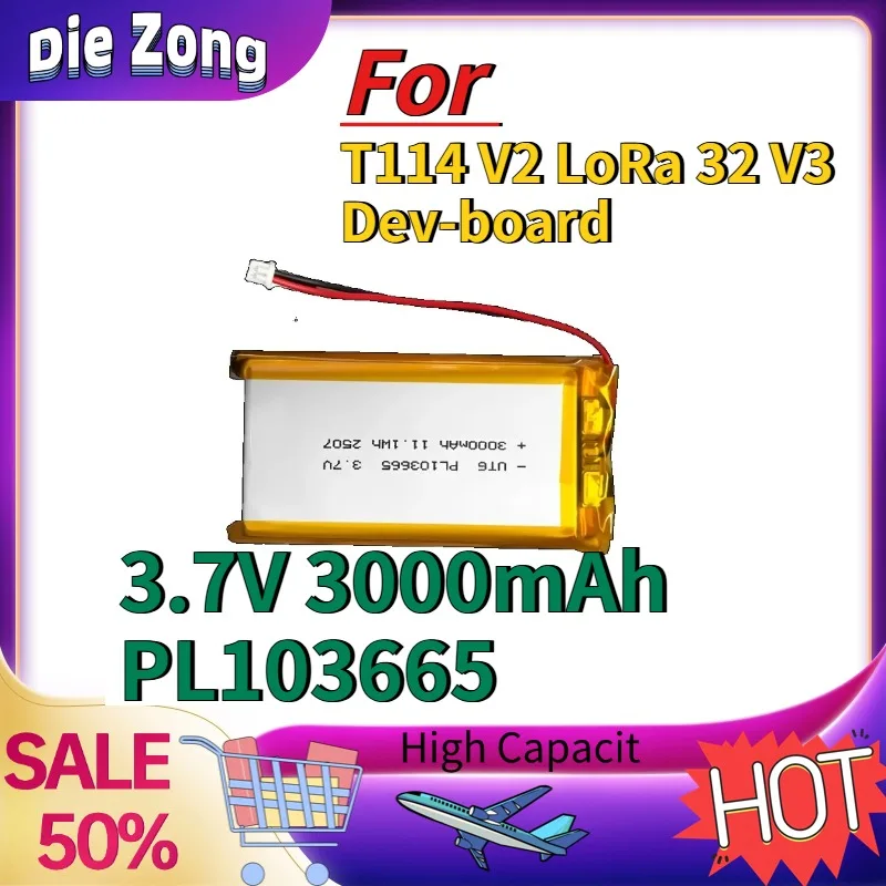 

In Stock For T114 V2 LoRa 32 V3 Dev-board Lithium Battery 3.7V 3000mAh PL103665 LoRa Battery Li Polymer Batteries