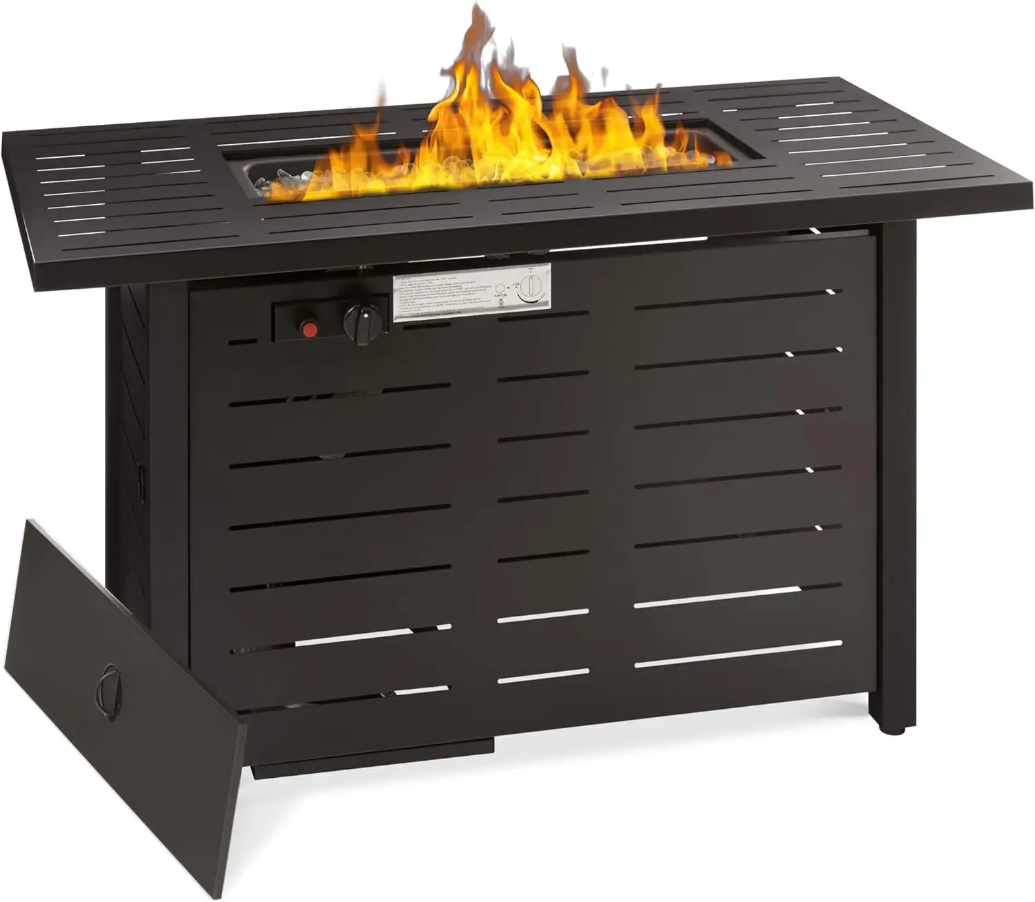 

Best Choice Products Fire Pit Table 42in 50,000 BTU Rectangular Steel Propane Gas for Outdoor, Patio w/Burner Lid, Auto Ignition