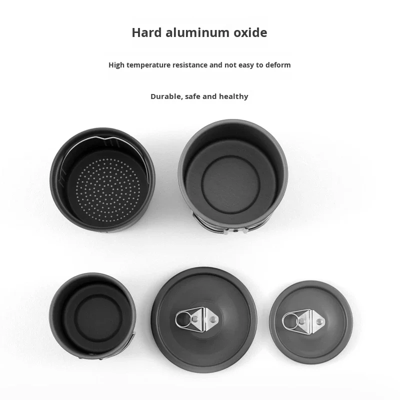 Outdoor Portable Three-Piece Tea Cup Set with Stove and Tea Strainer for Camping and Picnics