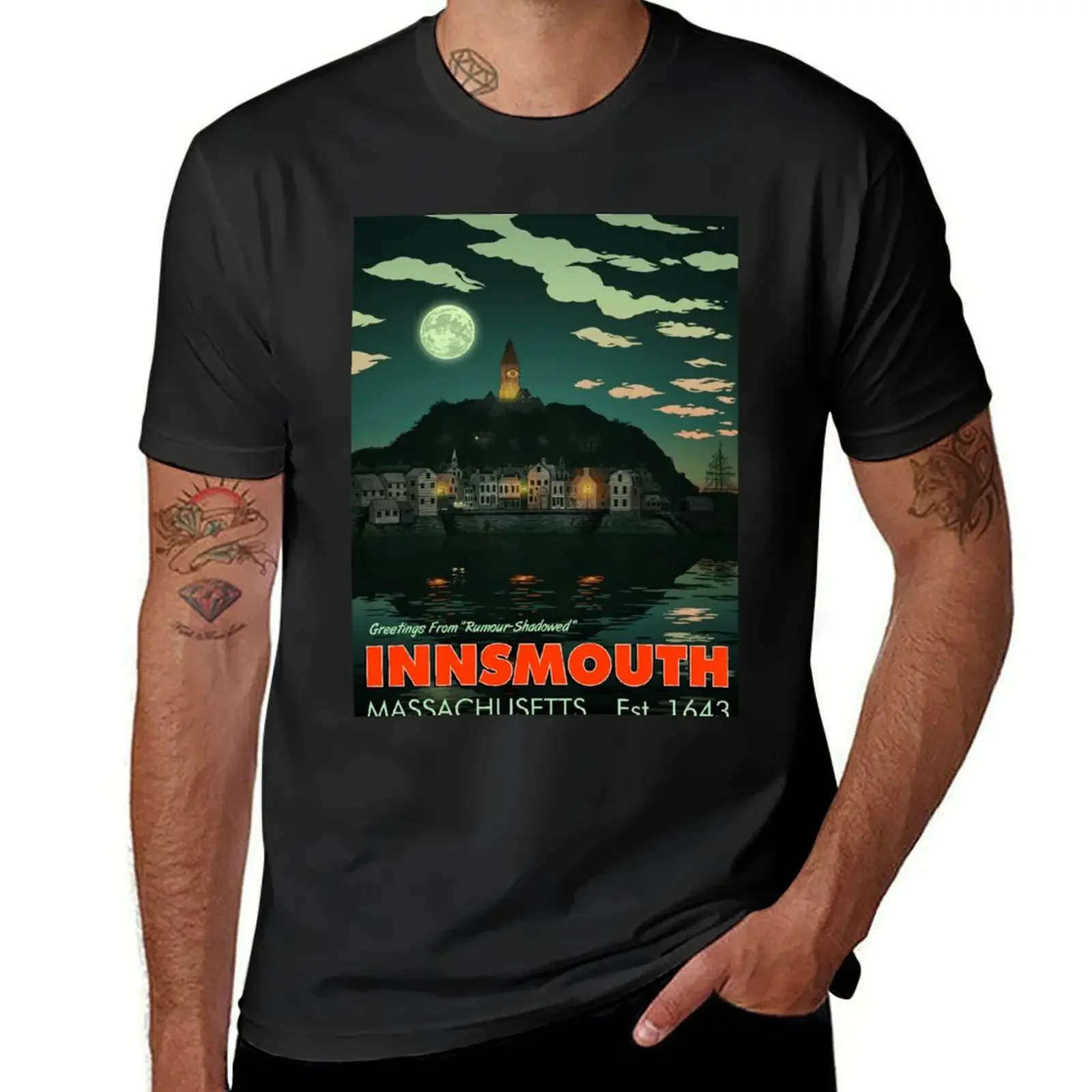 

Greetings from Innsmouth, Mass T-Shirt vintage t shirts vintage clothes plain black t shirts for men