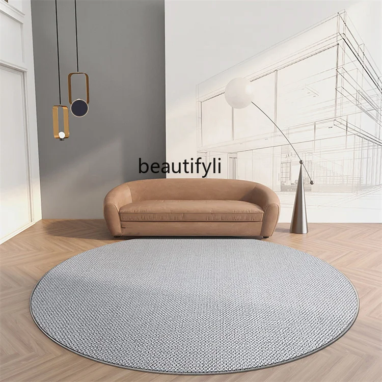 

Solid color wool round carpet living room Nordic wabi style light luxury bedside blanket coffee table floor mat