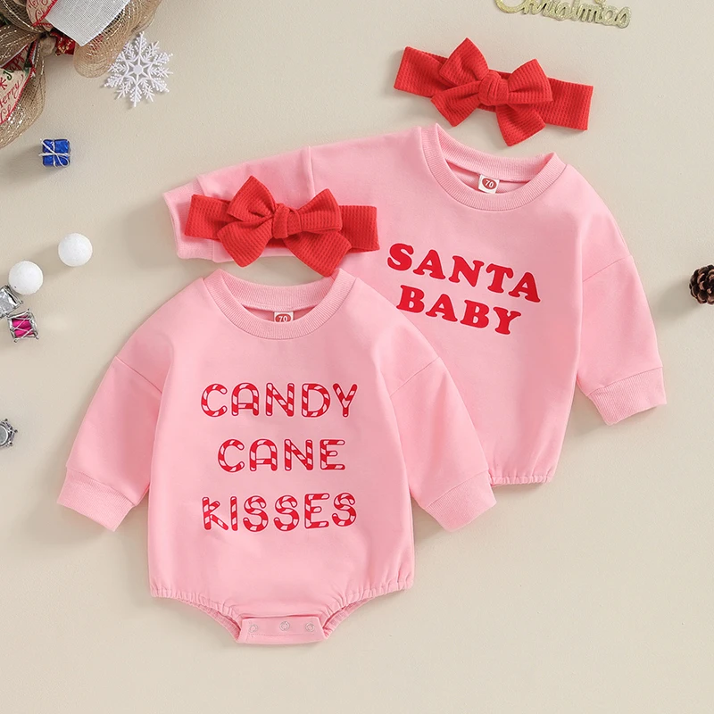 

2023-08-16 Lioraitiin 0-18M Baby Girls Christmas Outfit Long Sleeve Crew Neck Letters Print Bodysuit and Headband Fall Clothes