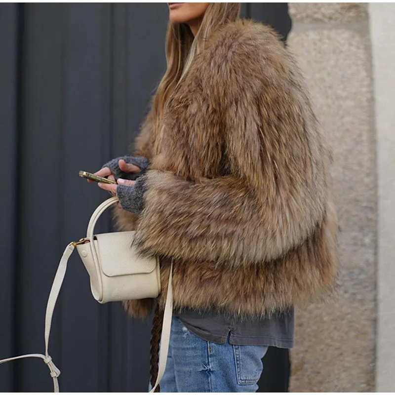 2025 Autumn and Winter Fashion Elegant Women's Commuter Faux Fur Cardigan Coat