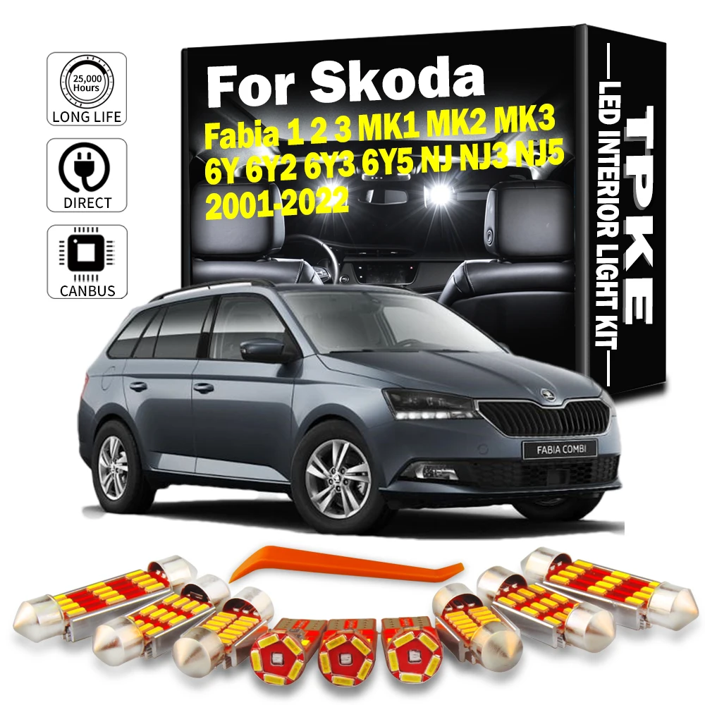 TPKE Interior LED Light Kit For Skoda Fabia 1 2 3 MK1 MK2 MK3 6Y 6Y2 6Y3 6Y5 NJ NJ3 NJ5 Car Accessories Canbus Map Dome Bulbs