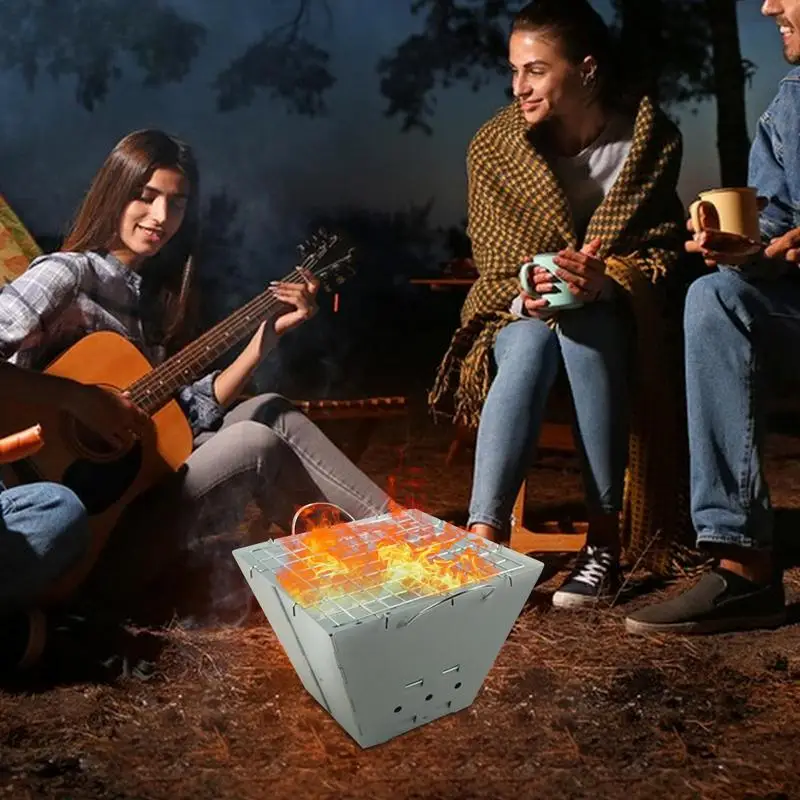 Camping Fire Pit Portable Foldable Design Campfire Grill Easy Travel Heat-Resistant Camping Stove For Outdoor Backpacking Hiking