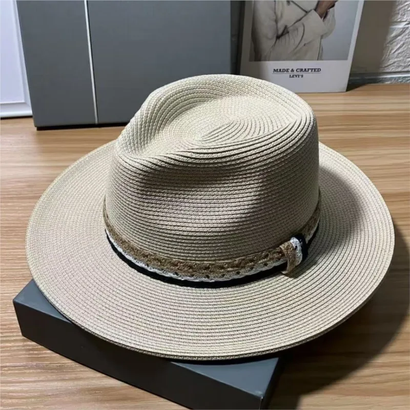 The new color-blocked and braided fashionable sunshade hat for women in wind is an outdoor