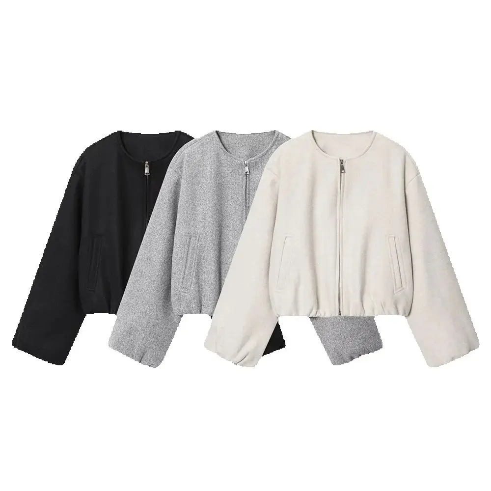 

Женская осенняя новинка, европейская и американская повседневная свободная куртка-пилот с воротником-стойкой и молнией, куртка