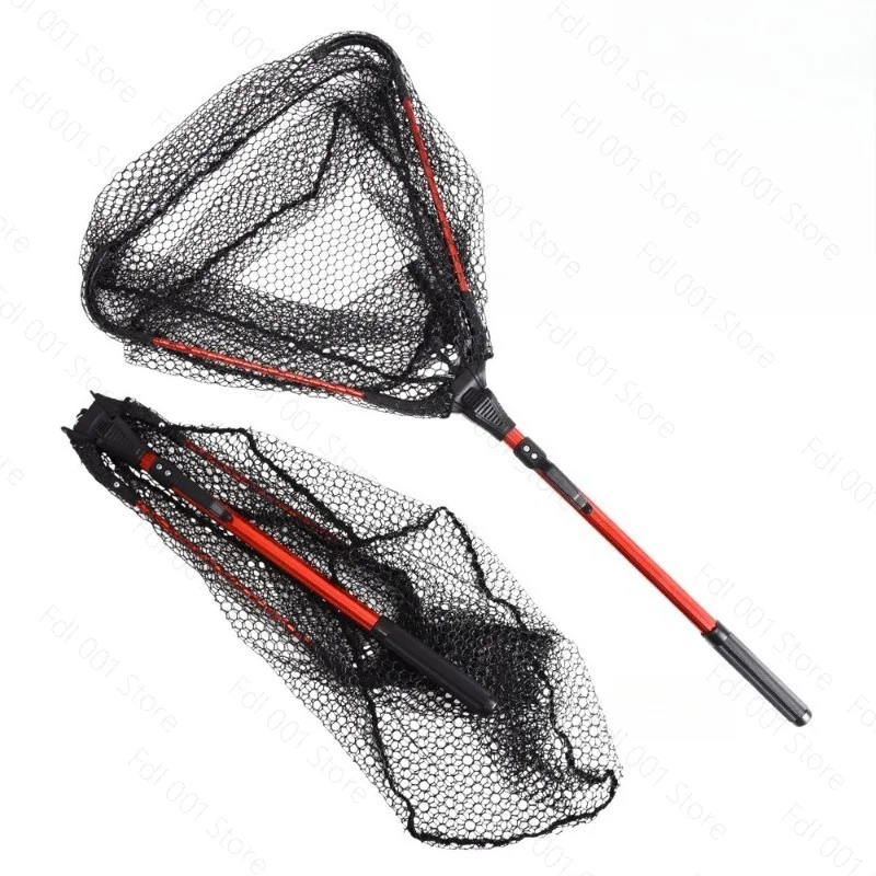 Portable Foldable Silicone Fishing Landing Net Short Hand Net For Stream Lure Fly Fishing Sea Fish Catching