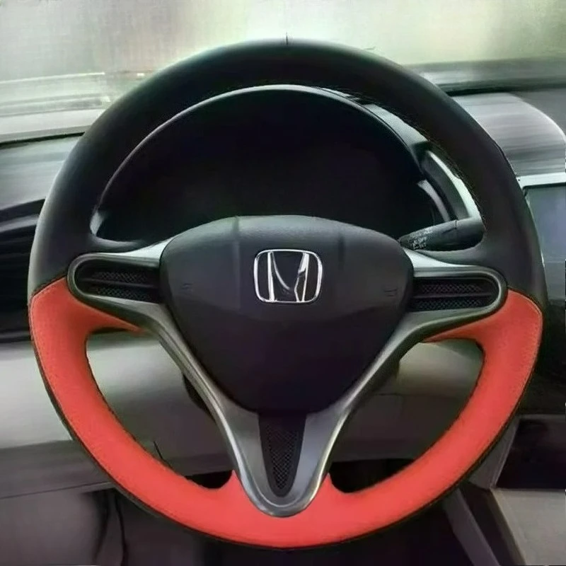 

Сшитый вручную ремонт, нескользящий износостойкий черный кожаный чехол на руль автомобиля для Honda Civic Old Civic 2006-2011