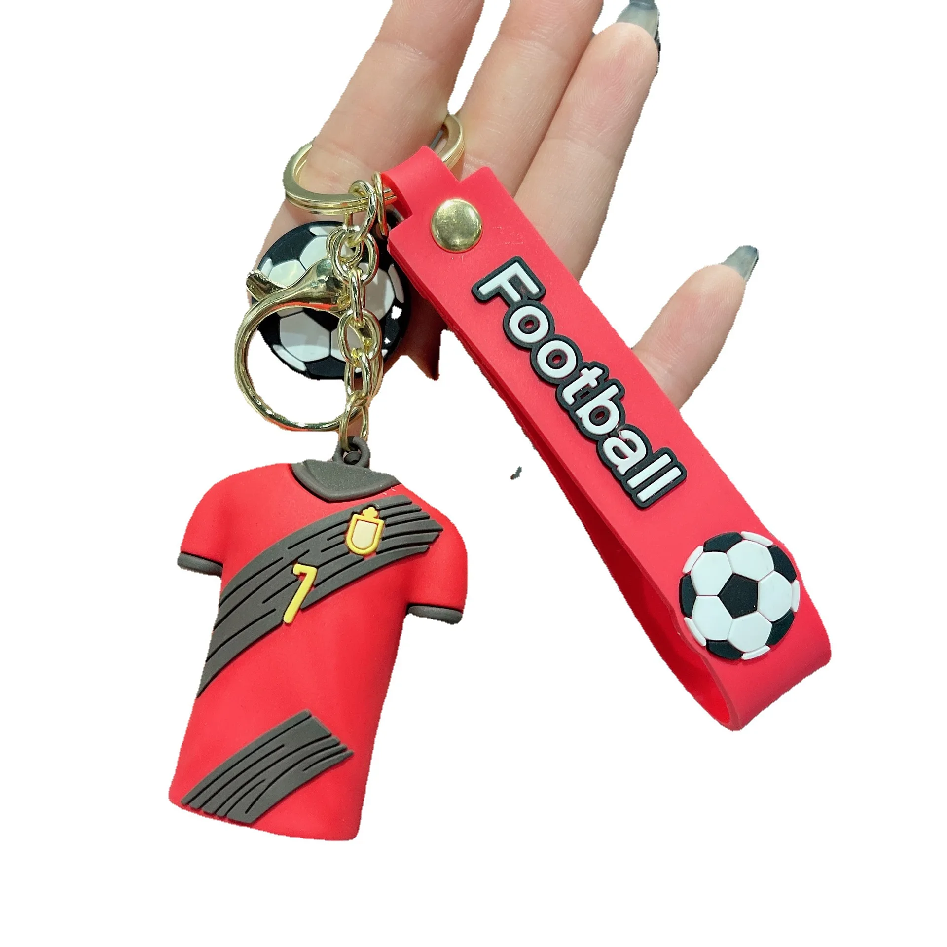 World Cup Soccer Jerseys Fashion Creative Trends Pvc Football Clothing Pendant Car Key Chain Boys Schoolbag Men And Women Gifts