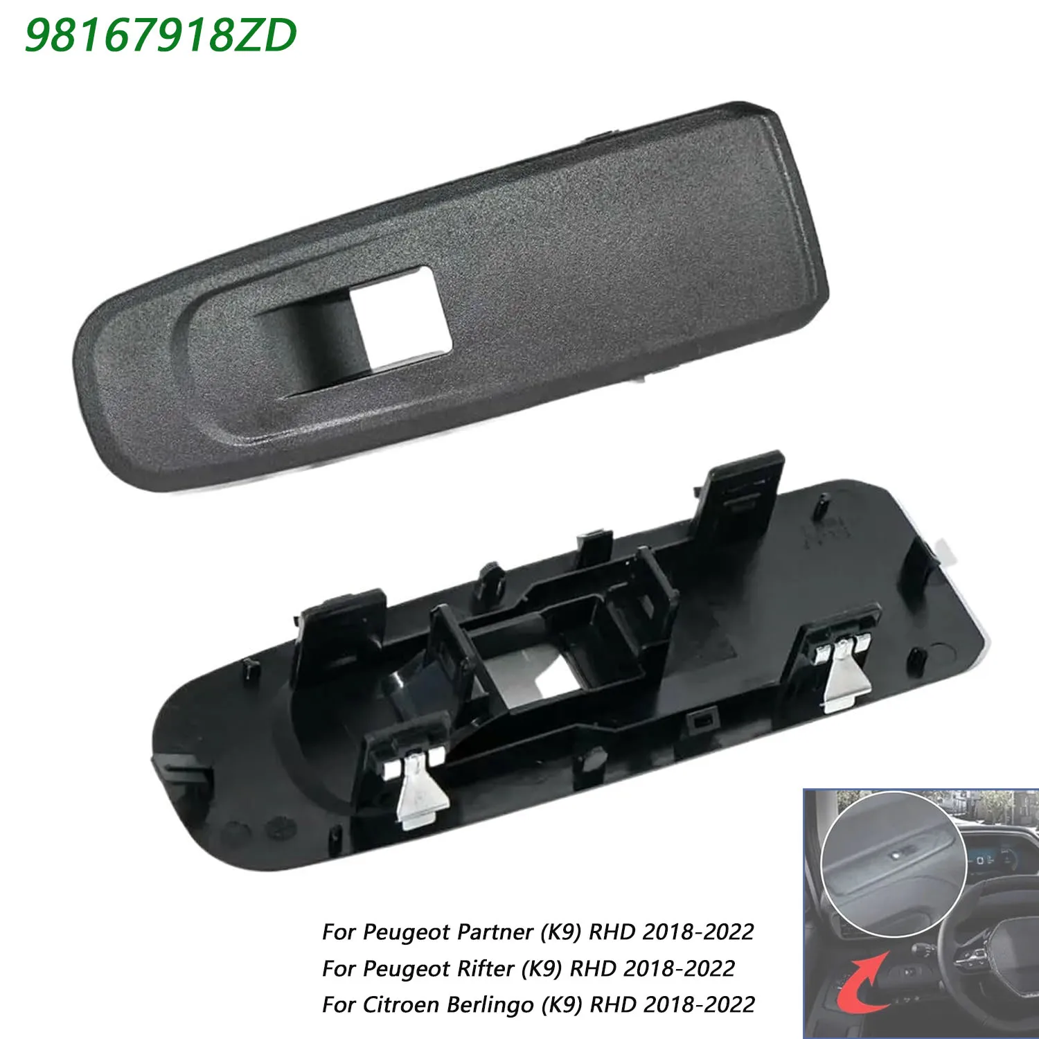 Front Left Window Button Switch Frame ABS For Peugeot Partner Rifter Mk4 K9 Citroen Berlingo RHD Car Accessories 98167918ZD