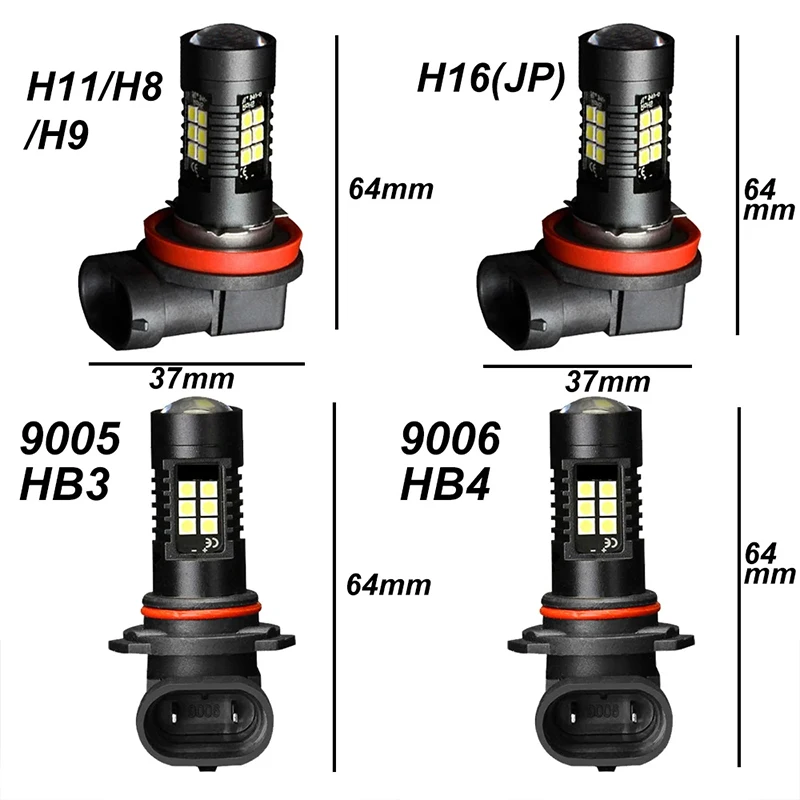 9005 H4 LED Car Fog Lights Bulbs H8 H11 HB3 9006 HB4 Plug and play Led Lamp Auto Day Driving Super Bright 1200LM 12V 24V 2PCS