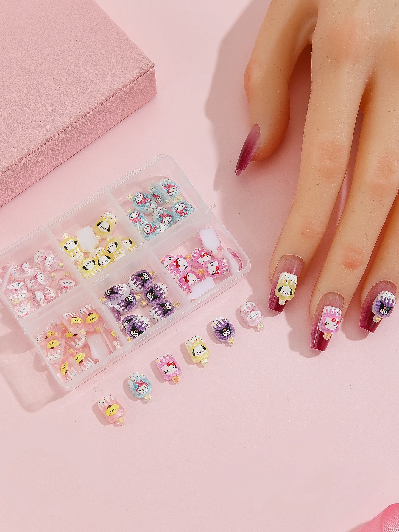 Cartoon nail accessories cute Hello Kitty series boxed matching design DIY nail art charm decoration