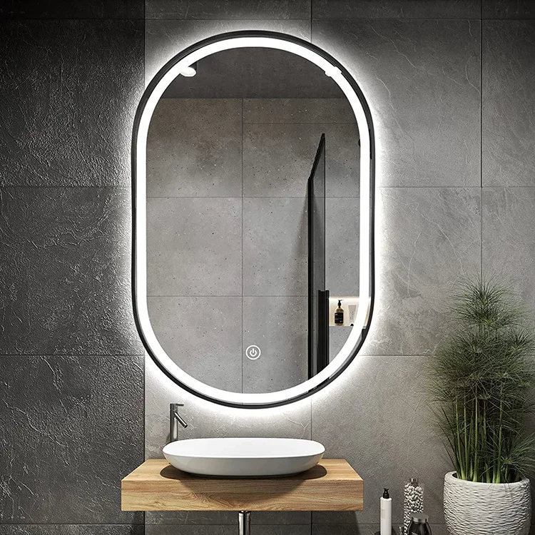 

Oval Hair Salon Mirror Europe and the United States Modern Simple Wall-mounted Full-length Mirror Aluminum Floor Vanity Mirror