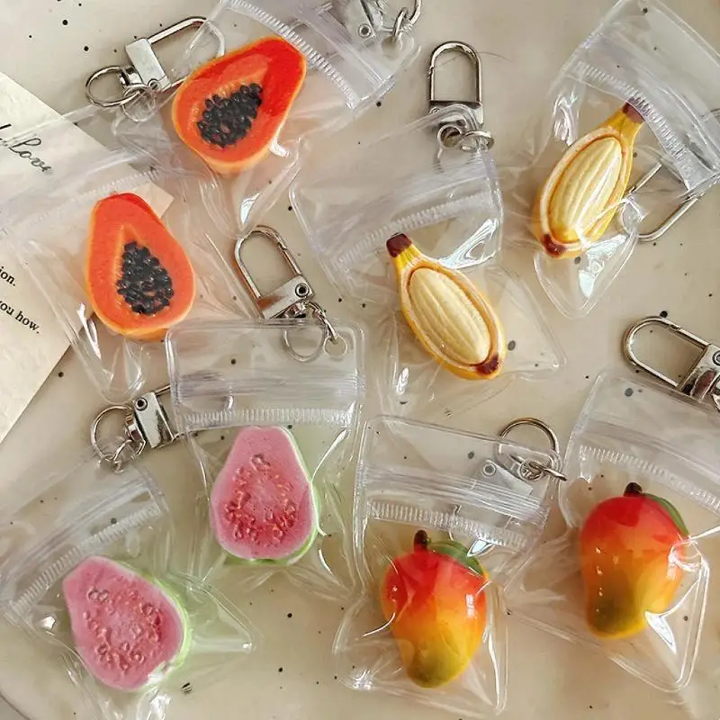 1Pcs Simulation Guava, Banana, Papaya, And Mango Fruit Keychain, Bag Charm, Creative Backpack Pendant, And Small Gift
